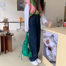 [BC749]안감 융기모 베이직 데님 롱 팬츠