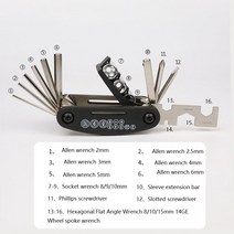 16 in 1 자전거 라쳇 렌치 세트 탄소강 내부 육각 드라이버 M멀티 툴 스패너 수리 도구 도로 액세서리