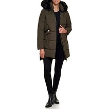 DKNY 여성용 추운 날씨용 아우터웨어 퍼퍼 딥 블랙.