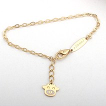 18k 흰소딸랑 미아방지 아기 팔찌 돌 백일 금 소 띠 BB543