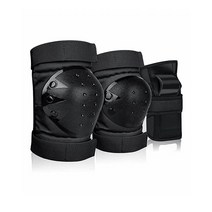 DEKINMAX 무릎 팔꿈치 패드: 보호 장비 세트 3 in 1 무릎 패드 손목 보호대 포함 어린이 성인 청소년 여성 남성 조절 가능한 자전거 스케이팅 롤러블레이드 스쿠터 스케이팅, S, Black, S