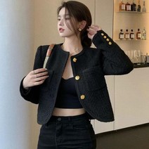 여자코트 아웃도어 모직 블랙 숏 정장 트위드 잠바