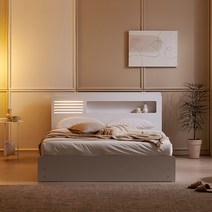 슬립스토아 호텔 허니문 LED 멀티수납 침대+독립 매트리스 세트 SSQK, 화이트