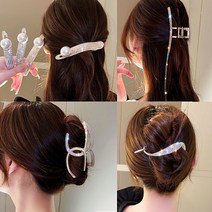 예쁜 큐빅 진주 메탈 헤어 왕 집게핀 진주 드롭 바나나 사각 일자 반머리 올림머리 퍼 머리핀