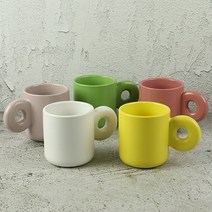 카페 무광 도넛 머그컵 350ml 컬러 커피 머그잔, 그린