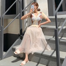 떳다그녀 아큰 아가일 니트 롱 원피스