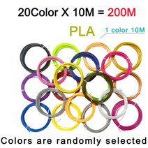 3D 펜 인쇄 재료 PLA 필 라 멘 트 10/20 롤 10M 직경 1.75mm 200M 프린터 안전 플라스틱 리필 아니 냄새, [04] 20Color-PLA-10Meter