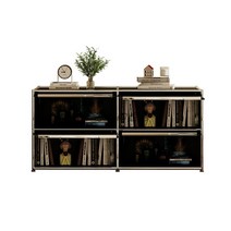 u수납장 미트센츄리 USM스타일 가구 티비다이 인테리어 화이트 모듈 모던 거실 수납장 도어형, E. 까만 두 배 줄 4개의 장  150x40x70