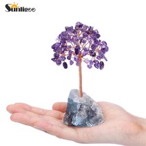 스톤 Sunligoo 머니 트리 구리 와이어 포장 천연 형석 클러스터베이스 원석 크리스탈, 자수정