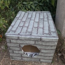 야외 대형견 큰개 진돗개 강아지 판넬 난방 조립식 실외 플라스틱 보온 강아지집 001 길 잃은 고양이, 회색 벽돌 원형 구멍(면 _중형 - (고양이 3마리)