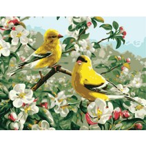 DIY 정물화 봄 여름 가을 겨울 새 꽃 나무 벚꽃 원앙 풍경 커플 선물 그림 그리기, O + 50x65