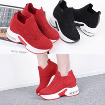 런슈즈 큐빅 니트 에어 키높이 운동화 통굽 슬립온 8cm