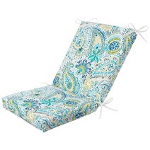 Pillow Perfect 페이즐리 실내/실외 솔리드 백 1피스 사각 코너 의자 쿠션 타이 포함 딥 시트 날씨 및 변색 방지 92.7cm x 45.7cm36.5인치 18인치 블루/, Blue/Yellow