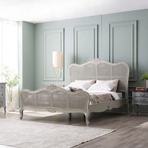 ARDD 유럽풍 수입 엔틱 라탄 킹 침대 마호가니 원목 침대프레임 K 앤틱 신혼가구, 지방