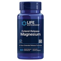Life Extension 확장 방출 마그네슘 장시간의 심혈관 및 뼈 건강에 도움 글루텐 프리 논 GMO 비건 60정