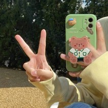 명품 귀여운 에폭시 강아지 곰돌이 하리보 탈부착 아이폰 핸드폰 그립톡 거치대 핑거링, 4. 교복입은 곰돌이