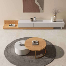 아파트 tv거실장 낮은 원목 tv장식장 커피 테이블, 직각 장단면 호두나무검은색