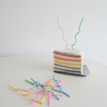 쁘아 생일초 레인보우꼬불이 2종류, 파스텔