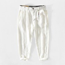 남성 새로운 여름 순수 린넨 스트레이트 느슨한 대마 카고 버튼 빅 포켓 바지 9