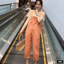 가바바 여성 투피스 꾸러기 같이 귀여운 스트라이프 멜빵 팬츠 투피스 G50662