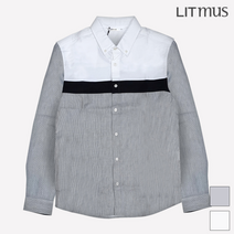 리트머스 줄무늬 반반 긴팔 셔츠_LI3YU701