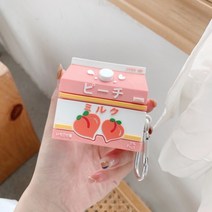 감각적인 에어팟케이스 실리콘 가죽 빈티지 명품 sweet 복숭아 우유 병 헤드셋 커버 airpods pro kawaii 무선 이어폰 케이스 액세서리 airpods 12 3, 에어팟 프로용