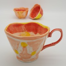 아틀리에지 커피잔 1p 단품 (잔받침 별매) 커피잔 찻잔, 1개, 트로피컬 오렌지 유약