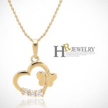 호림쥬얼리 14K정품)히트)예쁜(HR)14K 하모니 하트나비 펜던트