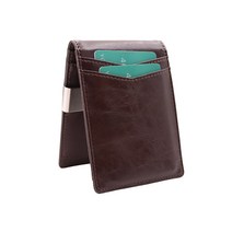 남성 가죽 RFID 도난방지 지갑 오일 왁스 마감 골드 클립