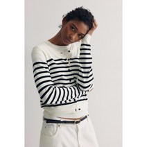H&M 파인 니트 가디건 화이트/블랙 스트라이프 0579541174