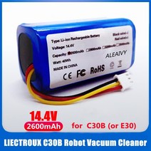 전기 자전거 킥보드 배터리 리튬이온 18650 14.4v 2600mah Liectroux c30b e30 로봇 진공 청소기 전지 청소 도구 부품용 원래, 3500mAh