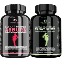 USKORNET A6 + 15 Day Detox PM 콜론 클렌징 Colon Cleanse Fat Burner and Sleep Aid, 2병1세트