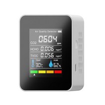 가스 누출 탐지기 USB 충전 5 In1 C 검출기 분석기 전자 온도계 습도 센서 이산화탄소 Tvoc Hcho 대기 질 시험기, 5 in 1 White