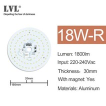 Led 천장 조명 610182540 w 교체 천장 조명 소스 거실 주방 욕실 led 천장 조명, R-18W, 6000K, 03 R-18W