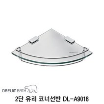 대림바스 강화유리 2단 코너선반 DL-A9018, 투명 + 크롬, 1개