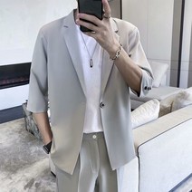 남자 아우터 7부 마이 여름 반팔 블레이저 자켓 남성 오피스룩 가을 시원한 오버핏 하객룩 정장