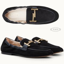 TODS 토즈 고미노 더블티 스웨이드 여성 로퍼 BK