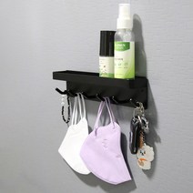 신흥클라스 현관문 마그네틱 선반 자석 고리 후크 걸이, 블랙, 1세트