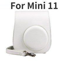 카메라 가방 Fujifilm 폴라로이드 필름 에 대 한 어깨 스트랩 Instax 미니 11 케이스에 PU 가죽 부드러운 실리콘 커버 호환, 하얀