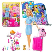 Barbie 여아용 여행 세트 - Barbie 여행용 인형 및 액세서리 번들 여행 가방