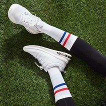 왕목 2선 스포츠양말, 화이트+빨파선