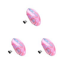레이저 무선마우스 게이밍마우스 무선마우스추천 1/2/3 무선 마우스 휴대용 4 기어 조정 가능한 반투명 USB, 03 Pink 3PCS, 한개옵션1