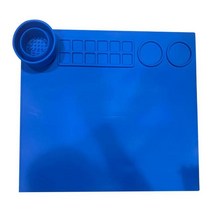 제도판 공예 용 실리콘 매트 17x15 인치 수지 페인팅 컵 및 홀더가 있는 다기능, [01] blue
