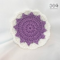 364days 그레이 손뜨개 티코스터 커피잔받침 핸드메이드 컵받침 미니 소품매트, 05.파스텔퍼플(개별포장) 1개