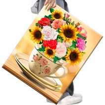 FASEN DIY 보석십자수 캔버스 형액자 세트 40 x 50cm, 40*50 cm, K094 해바라기 꽃병입니다