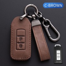 Top Layer Leather Key Fob Shell Cover Case For Mitsubishi L200 ASX Outlander Eclipse Cross Pajero Sp, 07 C style coffee