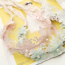 꽃자수헤어밴드 와이어 헤어용품모음 왕관띠 분홍화관 아동악세사리머리띠 셀프웨딩 우정사진 복고포