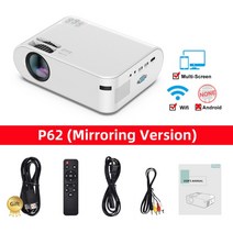 플라네타리움 P62 4000 루멘 미러 휴대용 미니 스마트폰 홈 시어터 영화 비디오 비머, Korea|Mirroring|EU 플러그