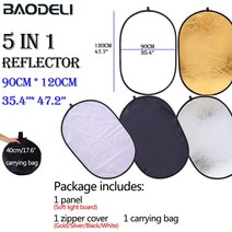 100x150cm 사진 용 5-in-1 사진 반사판 라이트 리플렉터 멀티 디스크 사진 리플렉터 접을 수있는 가방, 90x120cm, 없음