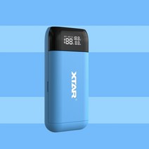 전동킥보드충전기 xtar 휴대용 충전기 18650 powerbank pb2s qc3.0 고속 충전 충전식 배터리 21700 18700 20700 18650 배터리 충전기 호환, 협력사, pb2s-블루, 영국